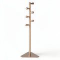 Suporte vertical para roupas em metal e madeira 30 x 10 x 120cm cor dourada
