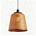 Cúpula de luz suspensa em vime natural 25 x 25 x 30cm cor âmbar