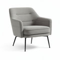 Poltrona cinza com estrutura metálica e dimensões de 75 x 80 x 90cm